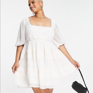 ASOS Curve Embroidered Square Neck Mini Smock Dress